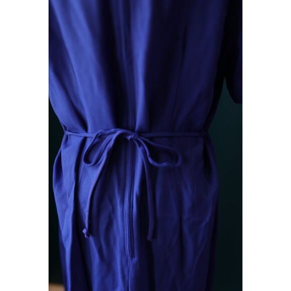 Vintage 80s 90s Tori Alexander Royal Blue Retro Button Down Embroidered Dress 10 - Picture 11 of 12